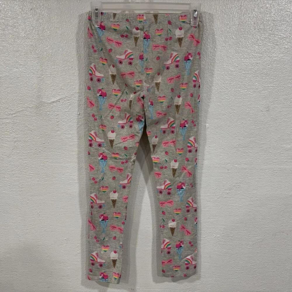Girls PLACE XL 14 Grey Ice Cream Roller Skate Cherry Leggings